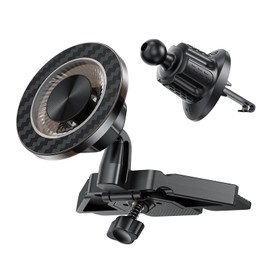 NiZiTOK Ultra Stable Magnetic Car Phone Mount with 2-in-1 Base - CD Slot and Air Vent Universal Holder for All Phones, One Hand Operation and 360 Degree Adjustable Strong Grip