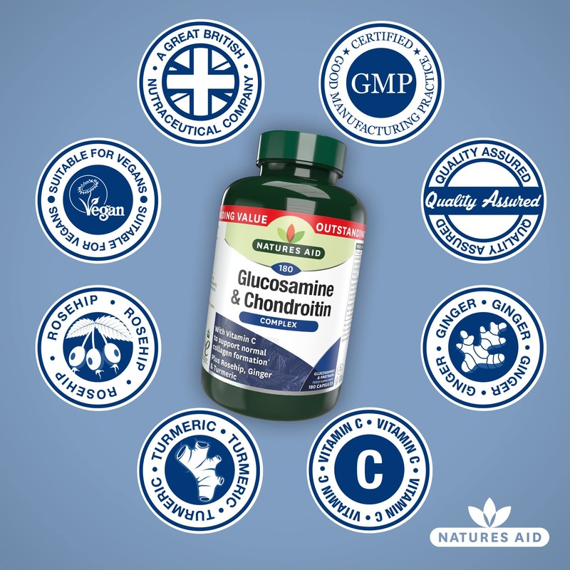 Natures Aid Glucosamine and Chondroitin Complex, with Vitamin C, Rosehip,