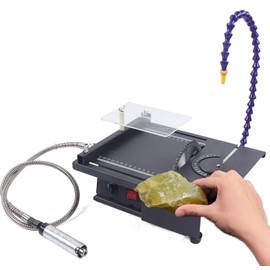 PortableTable Saw 220V Multifunction Jade Cutting Carving Machine 0-15000 R/Min Speed Regulation Jewelry Rock Polishing Saw Kit 1800W Bench Grinder Table Saw Polisher for DIY Model Makers