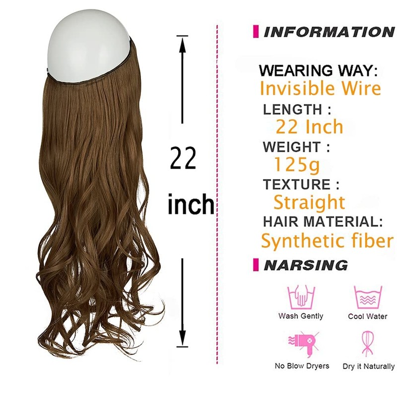Hair Extensions with Invisible Transparent Wire Curly Wavy Hidden Secret