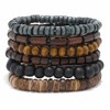 MILAKOO 6Pcs Wooden Bracelet Multilayer Grunge Set Stretch Bracelets Wrap