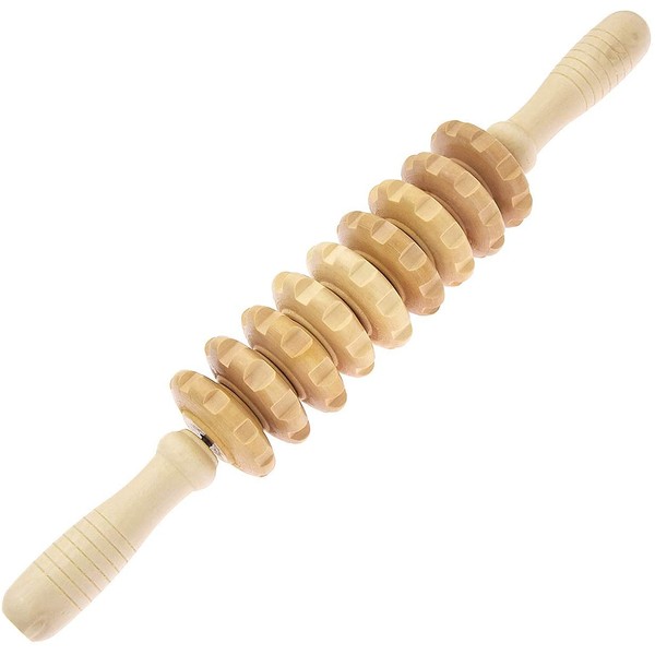 Wooden Roller Massager (Premium Quality), for Relaxation, Soothes Muscles and provides Relief, Off-white, 1 Count (Pack of 1)