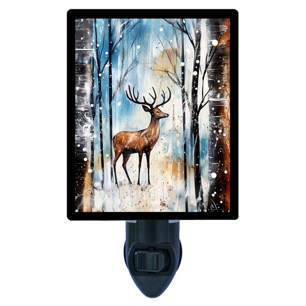LED Night Light, Winter Stag – Deer Design, Fully Enclosed,