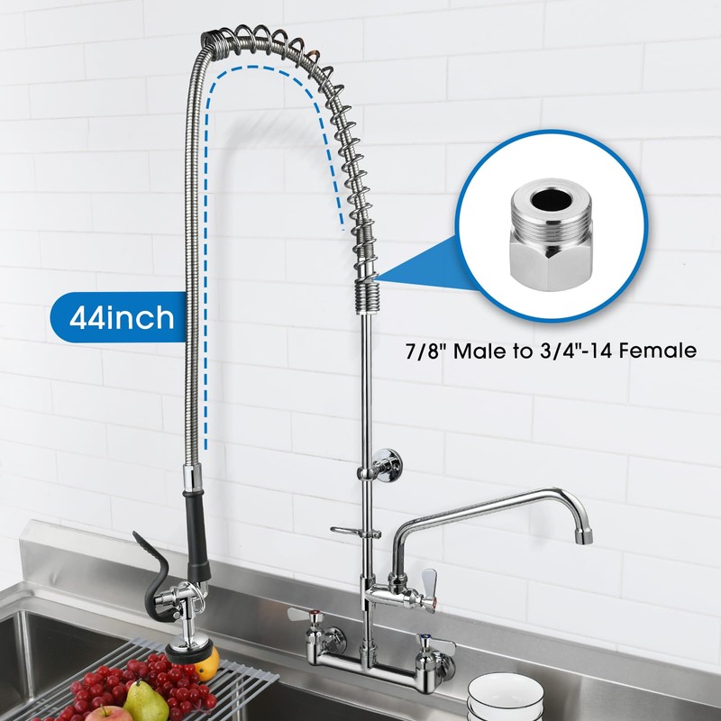 HWM Commercial Sink Sprayer Valve with 44” Flexible Stainless Steel