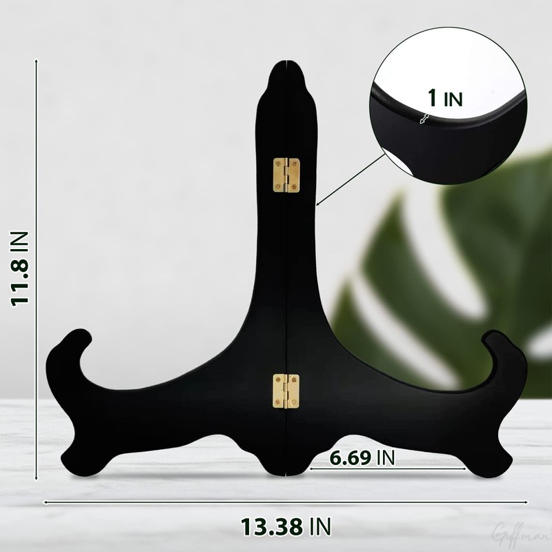 Guffman 12 Inch Wooden Display Stand - Black Wood Plate