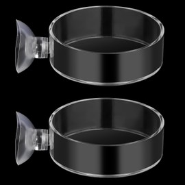 60mm Fish Tank Feeder Dish Aquarium Shrimp Feeder Dish with Suction Clear Fish Tank Feeding Bowl Round Clear Dishes Tray（2pcs）