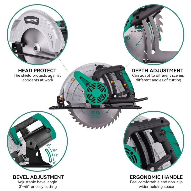 Hoteche 12-Inch Circular Saw 4-HP Compact Portable Table Saw with