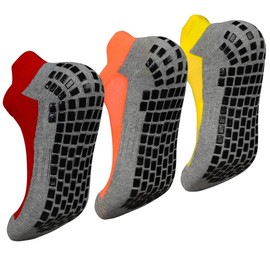 Men Non Slip Anti-Skid Socks 3 Pairs Tile Wood Floors Sticky Grips Ankle Socks for Yoga Pilates Workout Hospital
