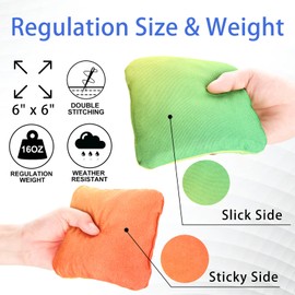EunHo Cornhole Bags, Weather Resistant & Double Sided Slick and Stick Corn Hole Beans Bags Set of 8 Regulation Size with Carry Bag