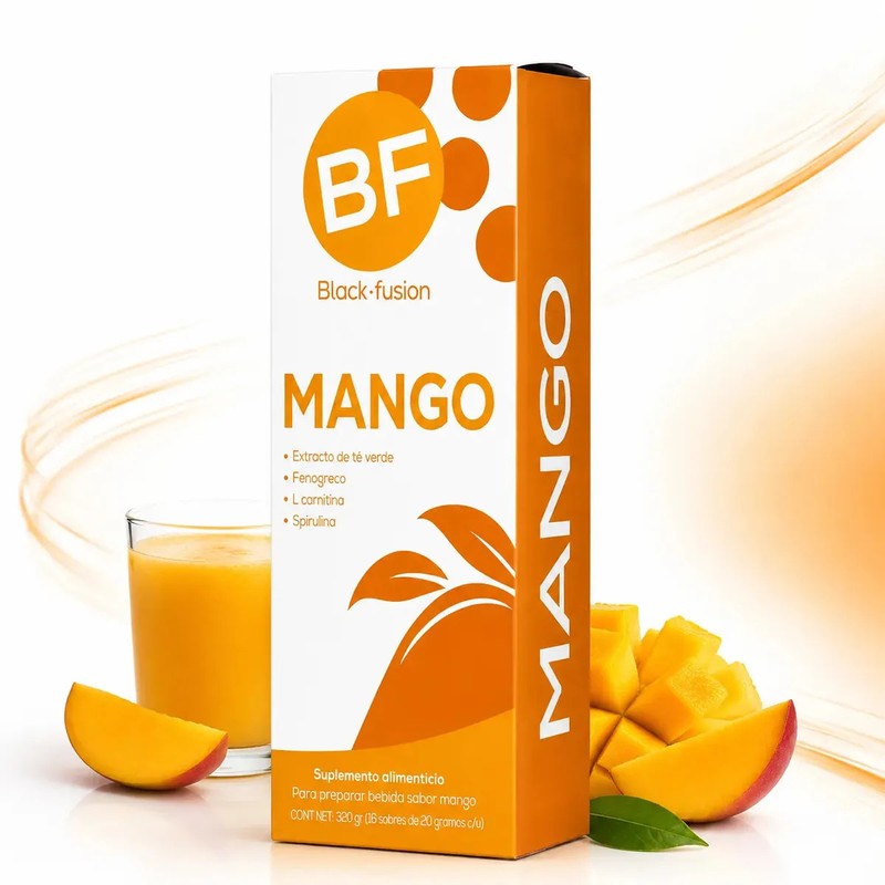 Black Fusion Jugo Mango, Fenogreco, Espirulina, L-carnitina 16 sobres 320