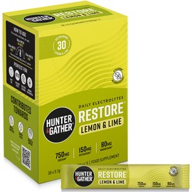 Hunter & Gather Restore Electrolytes Sachets x 30 I No Added Sugar or Artificial Sweeteners I 100% Natural Hydration I Optimal Mineral Ratio with Pink Himalayan Salt I Keto I With Natural Monk Fruit