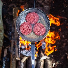 Petromax Wrought Iron Skillet, Long Handle Pan Conducts Heat Evenly, Indoor/Outdoor Camping Cookware for Campfire or Home Kitchen Use, Stove to Table Serveware, 23.6"