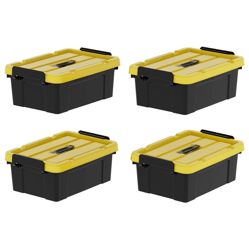 Cetomo 16Qt*4 Durabilt Flip Lid Stackable Heavy Duty Tough Storage