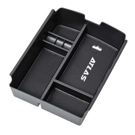 EDBETOS Center Console Organizer Tray Compatible with Atlas Accessories 2018 2019 2020 2021 2022 2023 Secondary Armrest Storage Glove Box Divider ABS Black Materials