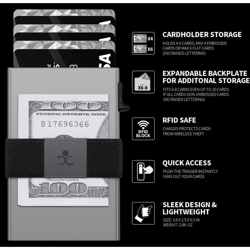 SEMORID Slim Aluminum Card Holder Wallet for Men, Durable Expandable