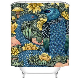 RyounoArt Snake Shower Curtain Snake and Eagle Cactus Bath Curtain Tropical Art Bathroom Decor 72"x72" with 12 Hooks