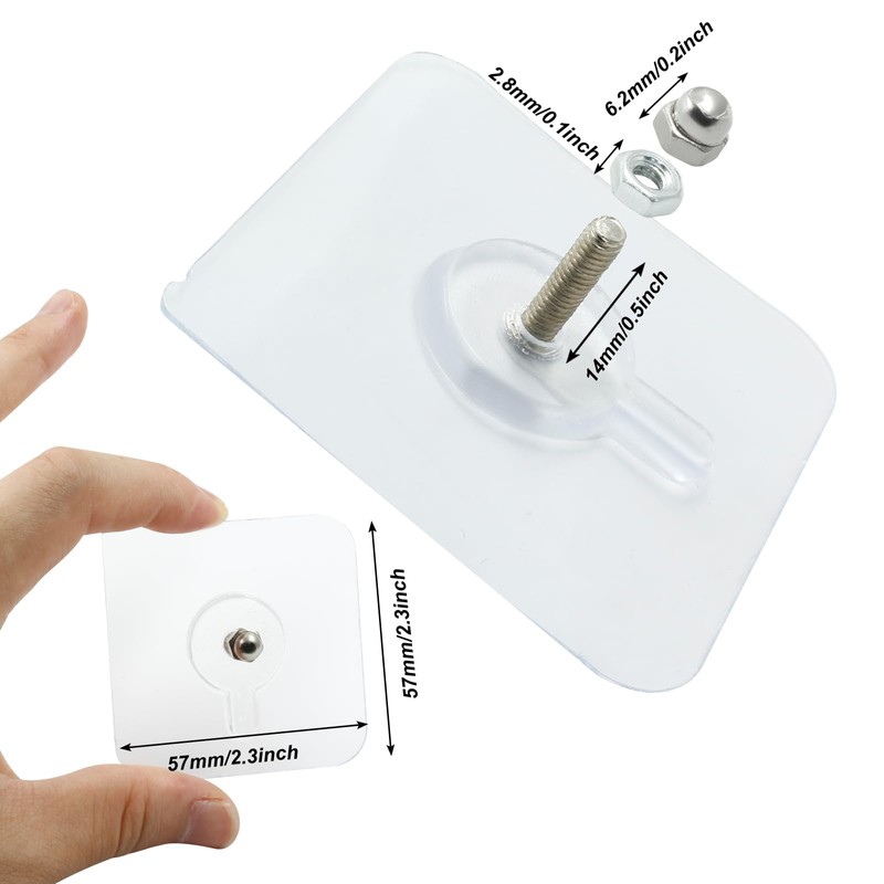 Moicstiy Adhesive Hooks Screw Hanging Wall Hooks Transparent Waterproof Reusable
