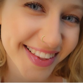 Fake Clip On Nose Ring 24g - 14K Gold Filled - No Piercing Needed - Fake Nose Piercing Hoop