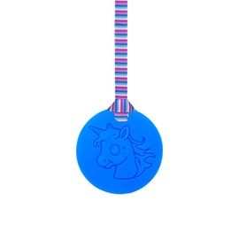 Unicorn Chew Necklace with Lanyard - Blue - Sensory Chew for Kids with Autism, Anxiety & ADHD –Sensory Oojamabobs (6 Lanyard Designs Available) (Lilac Stripes, 54cm Lanyard)