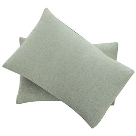 [Set of 2 Pillowcases] Organic Cotton Pillow Case, 100% Washed Cotton, 2 Pillow Cases, 16.9 x 24.8 inches (43 x 63 cm), Dust Mite Resistant, Antibacterial, Odor Resistant, Envelope Type, Green