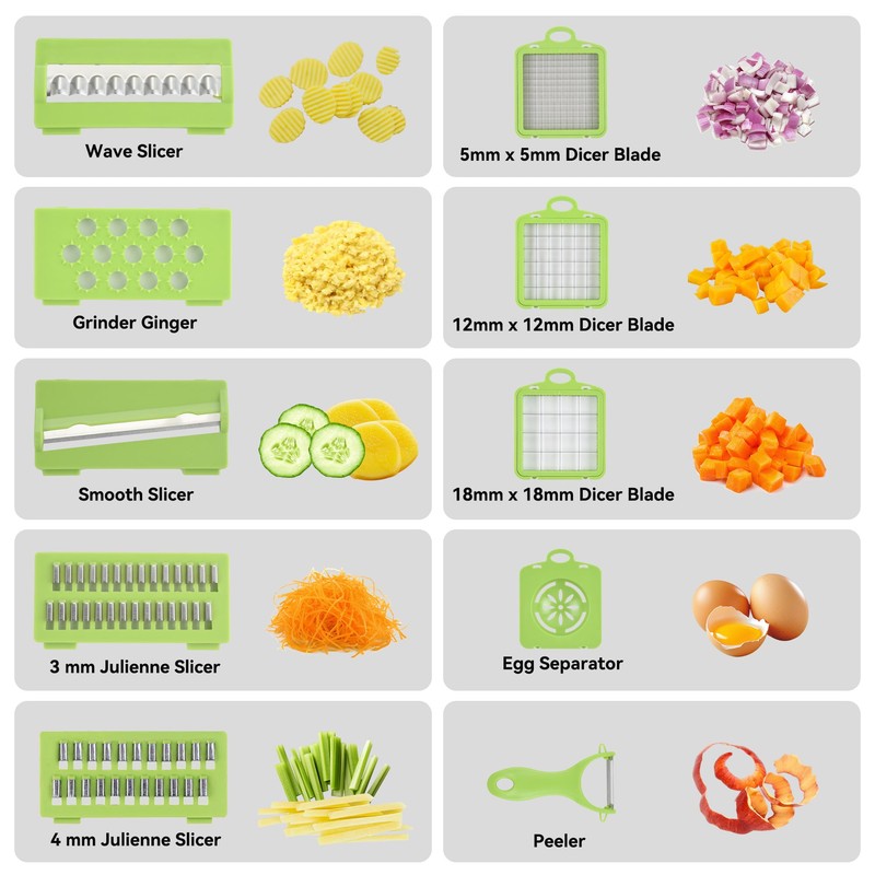 Romon Vegetable Slicer, Slicer, Vegetable Cutter, 14 in 1 Multifunctional