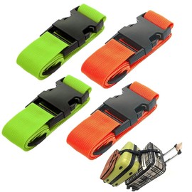 Miecux 4Pcs Luggage Strap, Suitcase Straps for Travel Luggage Belt Strap, TSA Approved (Grass Green and Orange)