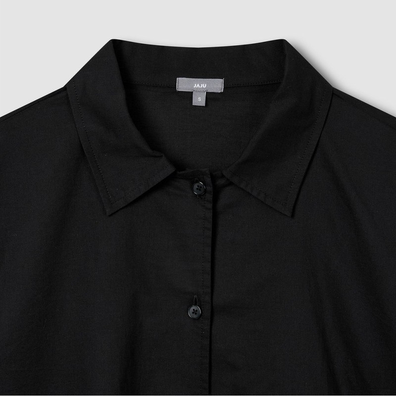 JAJU [JAJU] Women's Light Cotton 7-Quarter Sleeve Shirt_Black