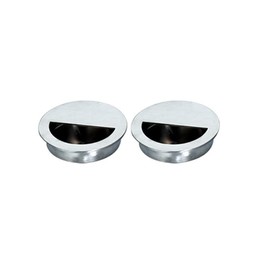 2 Packs Stainless Steel Recessed Door Pull Handles 6.5 cm Circular Half Moon Pulls with Hidden Screws Flush Finger Sliding Cabinet Handle for Wardrobe, Drawer, Closet