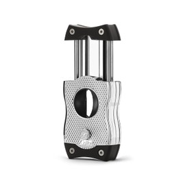 Colibri SV-Cut Cigar Cutter| Chrome with Black Accents |Spring Loaded Release | Deep 7mm V Cut and up-to 3mm Straight Cut | Up-to 68 Ring Gauge Cigars | Ergonomic Design
