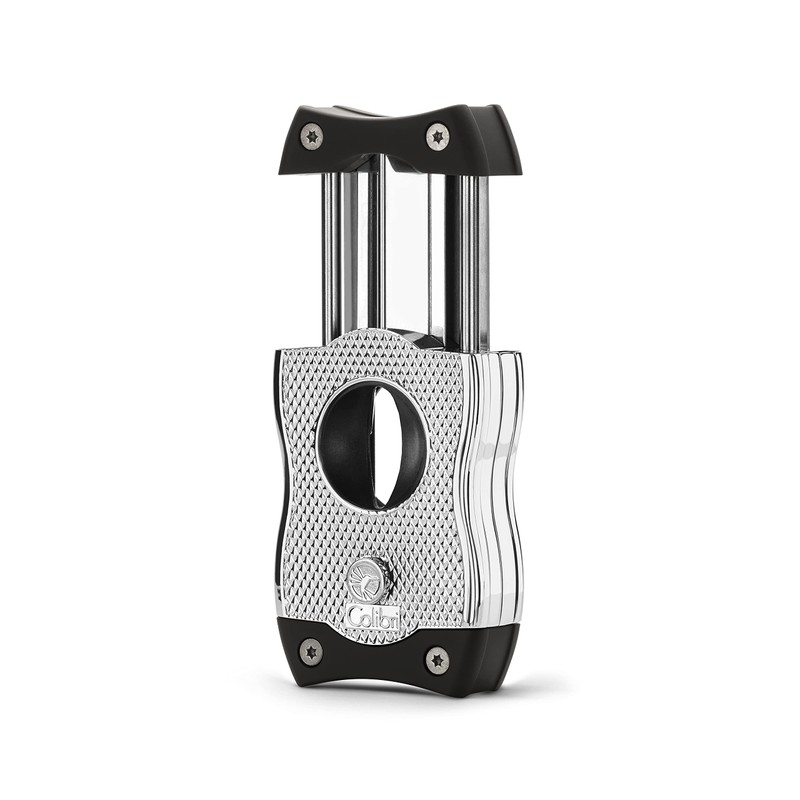 Colibri SV-Cut Cigar Cutter| Chrome with Black Accents |Spring Loaded