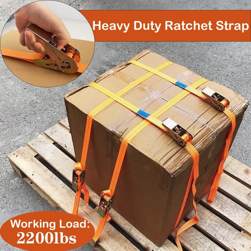 4Pcs Ratchet Straps Heavy Duty, 1” x 20ft Ratchet Strap