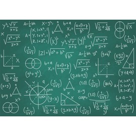 CORFOTO 10x8ft Fabric Math Formula Chalkboard Backdrop - Classroom Blackboard Background for Science Lab, Students, Kids Math Themed Party - Photoshoot Studio Booth Props