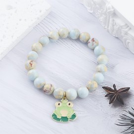 PARTNER Frog Inspirational Birthday Gifts for Women Best Friends Unique Gifts Natural Stone Beaded Bracelets for Women Teen Girls Agate Beaded Jewelry with Meaningful Message Card For Frog Lovers,Comes Packaged (Shoushan Stone)…