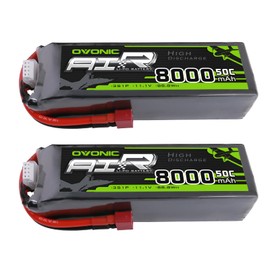OVONIC 3s 11.1V Lipo Battery 8000mAh 50C Max to 80C Lipo Battery Soft Case with Dean-Style T Connector for RC Airplane Helicopter Car Truck Boat (2 Packs)