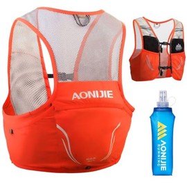 Tyuodna Hydration Vest Pack, 2.5L Running Hydration Backpack, Reflective Lightweight Breathable Hydration Backpack, for Women and Men Cycling Running Climbing Hiking Vest Pack (Orange+500ml Bladder)