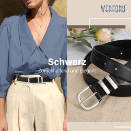 WERFORU Women's Casual Leather Belt for Jeans, Fashion PU Leather Belt with Alloy Buckle, Black+Brown+Beige With Silver Buckle