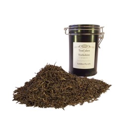 Golden Pu-erh Tea Gift Caddy 5yrs 100g Airseal Aged Mellow Pu erh Loose Leaf Tea by TeaCakes of Yorkshire.