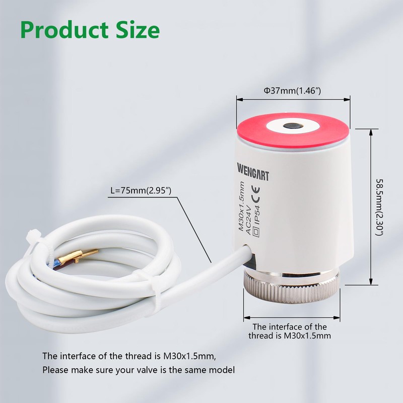 Wengart 24 V Electrothermal Actuator WG2208, Normally Closed On/Off Status