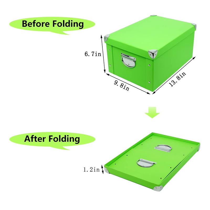 Guozi Collapsible Decorative Storage Box with Lid & Metal Handles