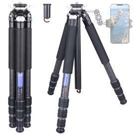 Compact Design Lightweight Carbon Fiber Tripod Special-Shaped Center Column Portable Solid Carbon Travel Camera Stand for DSLR Digital Camcorder Max Load 44lbs/20kg