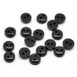 100 Black Round 6mm Resin Buttons with 2 Sewing Holes. for Clothes Making, Art, Scrapbooking, and Many Other Crafts