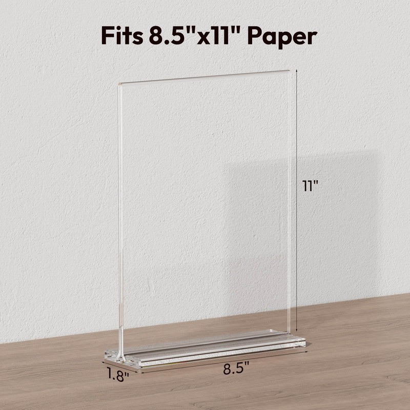 NIUBEE Acrylic Sign Holder 8.5 x 11 T-Shape Clear Flyer