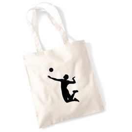 Huuraa Tasche Volleyball Silhouette Geschenk 10 Liter Natural Baumwolle Volleyball Accessoire