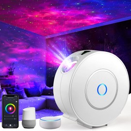 LED Smart Starry Sky Projector, MILFECH WiFi Star Projector Lamp RGB Dimming with 3D Galaxy, Voice Control and Timer, Compatible with Alexa Google Assistant, Night Light for Children, Party, Christmas