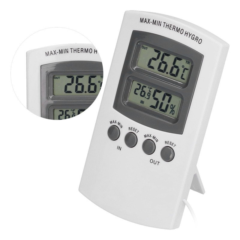 LCD Temperature and Humidity Monitor WallMountable Wired Flower Planting Hygrometer