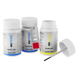 MG PRIME Autolack Lackstift Set für Seat S3H / 9M Rojo Emocion/Emocion Rot Grundlack Basislack Klarlack je 50ml