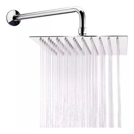 Regadera Cuadrada Tipo Lluvia 20x20 cm Acero Inoxidable – Cabezal de Ducha de Lujo con Brazo de 30 cm – 81 Salidas de Agua – Acabado Plateado