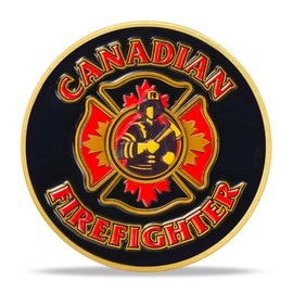 RYUKENLM Canadian Firefighter Challenge Coin - First in, Last Out -Symbol of Courage, Dedication, and Service for Firefighters - Meaningful Gift for Firefighter Appreciation and Recognition