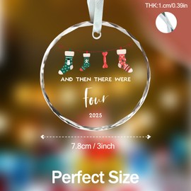 Baby First Christmas Ornament 2025, Family of 4, My First Christmas Ornament, and Then There were Four 2025, 3" Glass Keepsake Baby Announcement Ornaments 2025