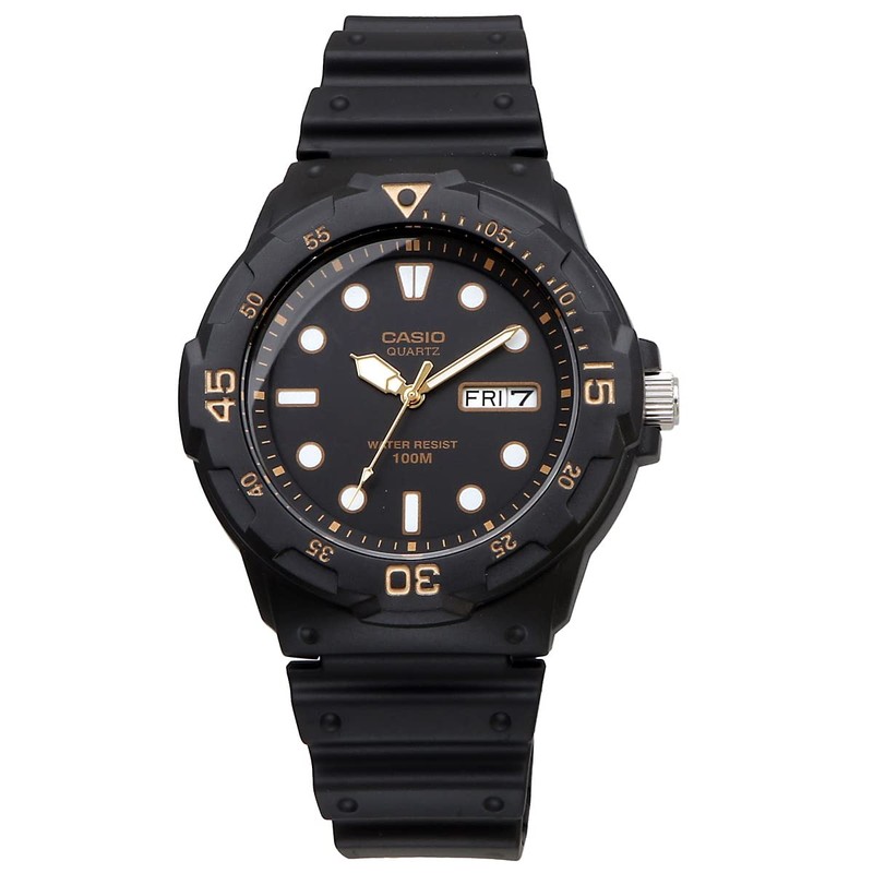 Casio MRW-200 Men's Standard Quartz Watch, Black x Gold MRW-200H-1EV,